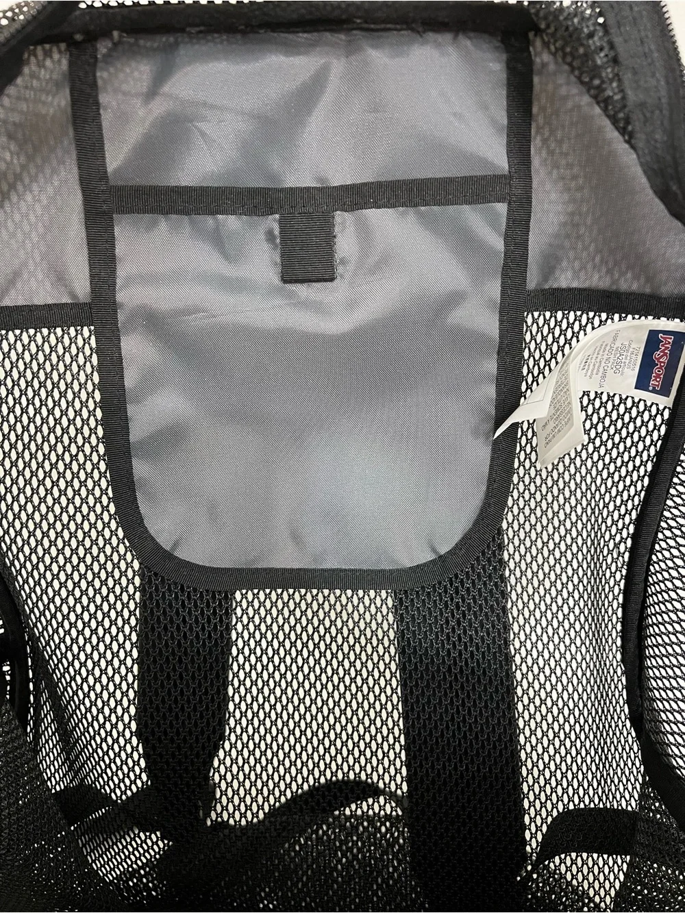 Jansport Black Mesh Backpack with Front Zip Pocket